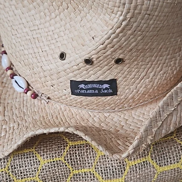 Panama Jack Seashell Straw Beaded Hat - Picture 2 of 5